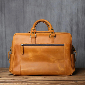 Classic Leather Laptop Messenger Protective Durable Large Capacity Portable Shoulder Bag <b>for</b> Office Use - Product Image 4