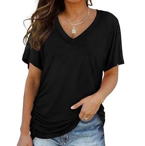 เสื้อยืดคอวีสุดฮิต ผ้าฝ้าย 100% หลากสี ผู้ชาย แบบเรียบ แขนสั้น ทรงปกติ ผ้าอ็อกซ์ฟอร์ด ระบายอากาศ แห้งเร็ว - Product Image 1