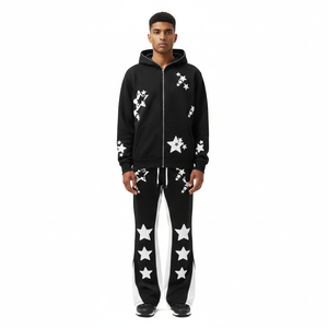 Ensemble sweat-shirt et pantalon de survêtement pour homme, streetwear personnalisé, imprimé par transfert thermique vintage, respirant, tricoté, décontracté, automne, 2 pièces - Product Image 2