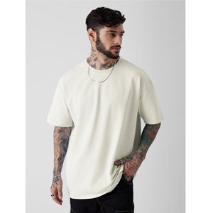 T-shirt à épaules tombantes surdimensionné lourd 250 GSM 100% coton du fabricant pour hommes T-shirt blanc 100% coton - Product Image 1