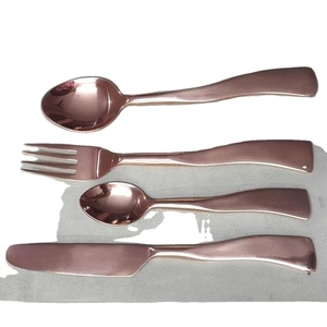 designer flatware set Rose <b>Gold</b> Cutlery Set Hand Forged elegant stainless steel cutlery set with Flat handle - Product Image 1