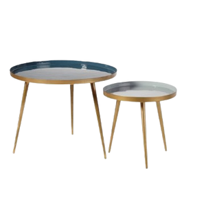 Juego de dos bandejas redondeadas para sala de estar, mesa auxiliar superior, hogar, Hotel, restaurante, cafetería, muebles, mesa de centro de Metal - Product Image 1