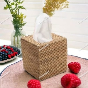 Handmade Wicker Rattan Woven Tissue Box Household Creative Customized Home Novelty Woven Rattan Tissue Box - Product Image 1