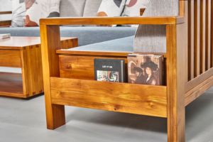 Sofá de 4 plazas con marco de madera de teca de estilo Simple clásico, juego de muebles para sala de estar, juego de sofá de jardín - Product Image 2