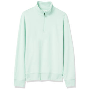 Sudadera de Corte Regular con Cierre de Cremallera de Cuarto, Cuello Alto, Manga Larga, Estilo Clásico y Elegante, Mezcla de Algodón - Product Image 1