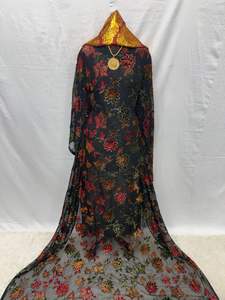 Robe longue classique ample pour femme, violette, parfumée, florale, gaufrée, brodée, respirante, en spandex, manches longues, printemps été automne hiver - Product Image 3