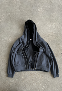 Sudaderas con capucha personalizadas para hombre, Sudadera con capucha Vintage de peso pesado 450 500 Gsm algodón doble cremallera lavado ácido triple capa con cremallera - Product Image 4