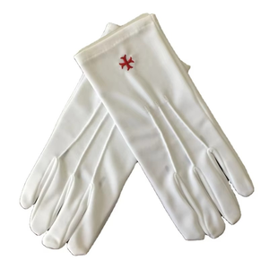 Recién llegado, guantes masónicos de tela de algodón blanco liso, logotipo bordado, puño elástico, logotipo personalizado disponible, guantes de algodón 100 - Product Image 1