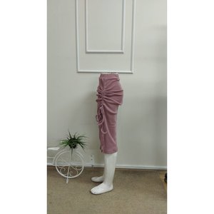 Jane's Women's <b>Elastic</b> Waist Side Ruched Lace Detail Midi Ribbed Knit <b>Skirt</b> - Comfortable & Stylish Everyday Wear - Product Image 6