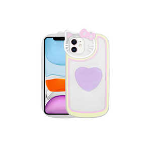 Coque en silicone transparente Netzy Lilac pour iPhone 11 11 Pro XR avec support Pop Socket intégré et motif chat - Product Image 1