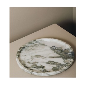 Assiettes décoratives artisanales en marbre pour la salle à manger servant la cuisine poli solide pierre naturelle artisan élégant premium set - Product Image 2