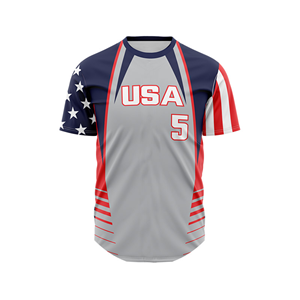 เสื้อเบสบอลคอกลมผ้าโพลีเอสเตอร์ 100% สำหรับซอฟต์บอล สั่งทำได้ตามต้องการ พร้อมสกรีนชื่อและหมายเลขผู้เล่น ชุดทีม - Product Image 1