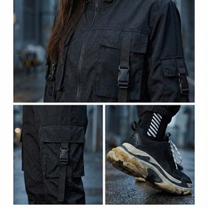 Custom Logo Wholesale Women Black Streetwear Tracksuit <b>Waterproof</b> Cotton Velvet Eco-Friendly Short Cropped Windbreaker Jacket - Product Image 4