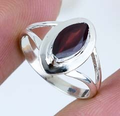 925 bague en argent Sterling faite à la main Vintage argent placage à la mode grenat naturel Marquise coupe pierres précieuses lunette réglage cadeau pour maman - Product Image 4