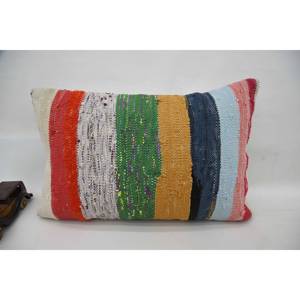 Multicolor lana Patchwork Kantha 16x24 pulgadas tejido decorativo almohada con patrón vintage - Product Image 1