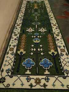 Antique Persan Vert Vintage Oushak Coton PET Friendly Foam Backing Low Pile Runner Tapis pour la maison Salon Tailles 3x8 3x10 - Product Image 5