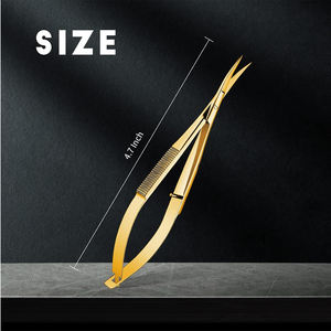 Micro ciseaux couleur dorée en acier inoxydable vernis à miroir dissolvant de cuticules robustes poignées russes Micro ciseaux - Product Image 3