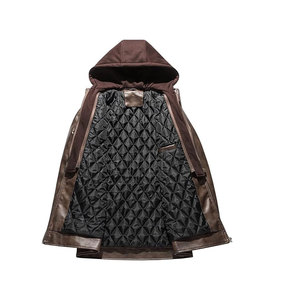 2025 vente directe d'usine vêtements hommes veste en cuir sur mesure veste en cuir quantité minimale de commande bas à capuche veste en cuir - Product Image 6
