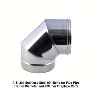 Tubo de Acero Inoxidable AISI 304 con Curva de 90 Grados para Chimenea, Diámetro de 0.5 mm y 220 mm, Piezas para Chimenea - Product Image 2