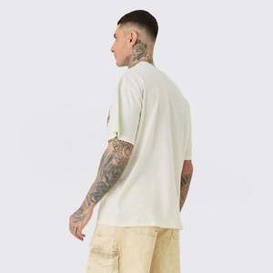 T-shirt en coton 100% uni délavé à l'acide, streetwear tendance, vêtements décontractés, logo personnalisable, haut de mode, devant vierge, directement de l'usine - Product Image 4