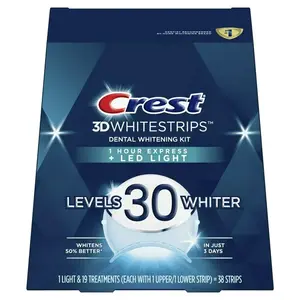 Crest 3dwhitestrips 1 giờ Express + LED ánh sáng răng làm trắng Dải kit, 19 phương pháp điều trị