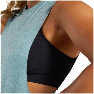 Haute qualité personnalisé femmes sport débardeur séchage rapide mince respirant tricoté tissu Fitness course sans manches plumes - Product Image 5