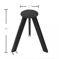Base de table trépied moderne en métal noir robuste avec 3 pieds inclinés et plaque de montage pour table basse, table d'appoint, cuisine extérieure, bricolage