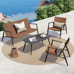 En çok satan Modern açık bahçe Villa su geçirmez ve güneş geçirmez Rattan açık masa ve sandalye seti - Product Image 1