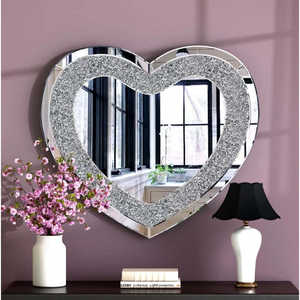 Espejo de Pared Decorativo Veneciano con Diseño de Corazón, Espejo de Vidrio con Marco de Aluminio Clásico y de Lujo para Baño, para Hoteles - Product Image 1