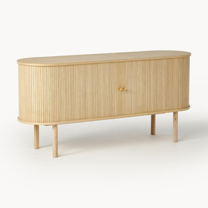 Modern Solid Wood <b>Sideboard</b> with Adjustable Height for Dining & Living Rooms Home & Hotel Use <b>Black</b> Finish - Product Image 1