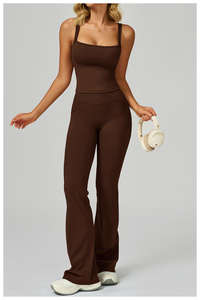 Conjunto Deportivo de Cinco Piezas para Mujer, Ropa Deportiva Reciclable para Gimnasio, Yoga y Fitness, Sujetador Deportivo y Pantalones de Cintura Alta con Corte Acampanado - Product Image 3