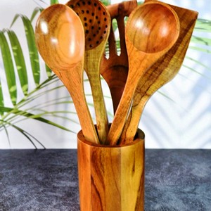 carved and painted this <b>wooden</b> Top Selling <b>Wooden</b> And Resin Salad Server set and <b>Utensil</b> Handmade items - Product Image 6