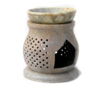 Diffuseur d'arômes artisanal indien en pierre savonneuse sculptée en forme d'éléphant, parfumé à l'agarwood, à la lavande et au frankincense