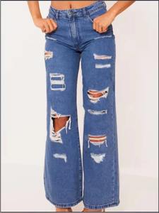 Jeans patchwork nouveaux jeans décontractés à la mode pour femmes avec cordon de serrage denim lavé, jean polyvalent pour un usage quotidien - Product Image 6