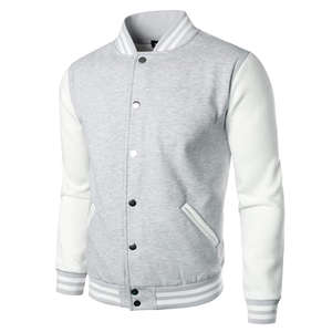 Chaqueta Universitaria Gris Blanca para Hombre, Estilo Béisbol, Chaqueta Bomber Informal, Ligera, Abrigada, de Algodón, Ropa de Calle a la Moda - Product Image 4