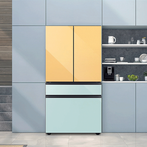 Réfrigérateur à portes françaises 4 portes (29 pi³) Panneaux de table en verre (ft.) avec dessus en verre central – Finition bleu matin - Product Image 4