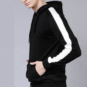 Sudadera con Capucha Personalizada OEM para Hombre, Negra con Franja Lateral Blanca, Sudadera de Forro Polar, Ropa Urbana, Ajuste Atlético, Venta al por Mayor de Fábrica, MOQ Bajo, al por Mayor - Product Image 4