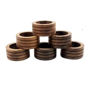 Rond de serviette en bois naturel brun design étonnant porte-serviettes maison fêtes de mariage restaurant table à manger accessoire porte-papier de soie - Product Image 1
