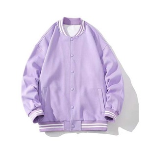 Custom Men's Varsity Jacket Stand Embroidered Front Printing <b>Wool</b> Long Sleeve Customizable Design Button Solid Color Windproof - Product Image 3