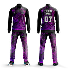 Vente en gros de pantalons zippés en polyester 100%, vêtements de sport imprimés par sublimation, ensembles de survêtements à col montant pour l'automne - Product Image 4