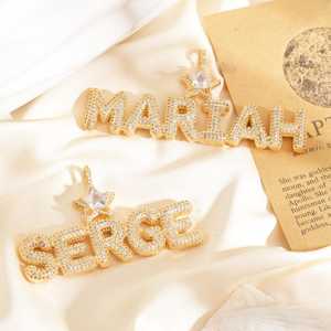 Pendentif Lettre Personnalisé en Argent Plaqué Or avec Moissanite, Breloques de Luxe Hip Hop, Bijou Prénom pour Fête, Cadeau Unisexe - Product Image 4