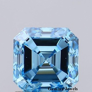 Diamante suelto cultivado en laboratorio con certificación IGI, corte Asscher, color azul intenso de claridad VS, 2.5 quilates, para joyería. - Product Image 1