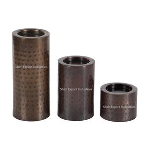 Candelero de pilar de Metal martillado plateado con forma de cilindro para el hogar y la decoración de mesa de Navidad, juego de pilares de velas - Product Image 4