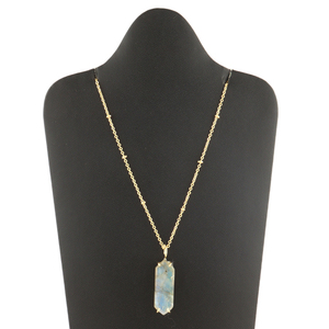 Collar con colgante de labradorita auténtica para mujer, cadena de cuentas chapada en oro, joyería de moda - Product Image 1