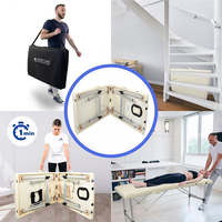 Mobiclinic CA-01 Table de massage pliable Portable Aluminium 186x60 cm Crème Appui-tête en cuir synthétique pour le salon