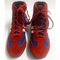Chaussures de lutte Sambo personnalisées avec logo rouge et bleu, en cuir et daim, semelles intérieures en EVA, été/hiver, à lacets