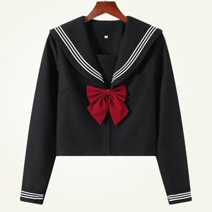 日本韓国制服女子プラスサイズスーツレッドタイブラック3ベーシックセーラーユニフォーム女性長袖学生スーツ - Product Image 3