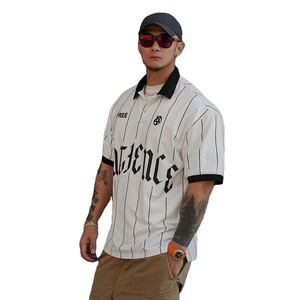 Polo a Rayas con Estampado de Letras para Hombre, Primavera/Verano, Ropa de Negocios - Product Image 1