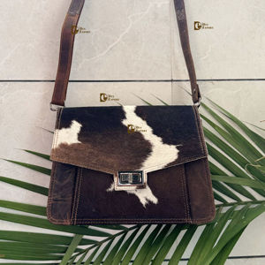 Nuevo bolso de mano de moda para mujer, bolso de mano de cuero de vaca, bolso de hombro de cuero de piel de vaca con estilo para mujer - Product Image 1