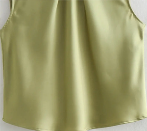 Blusas sin mangas elegantes con costuras para mujer, camisas femeninas fluidas de cuello alto, Tops elegantes, decoración de bolsillos a la moda, tela de punto - Product Image 4